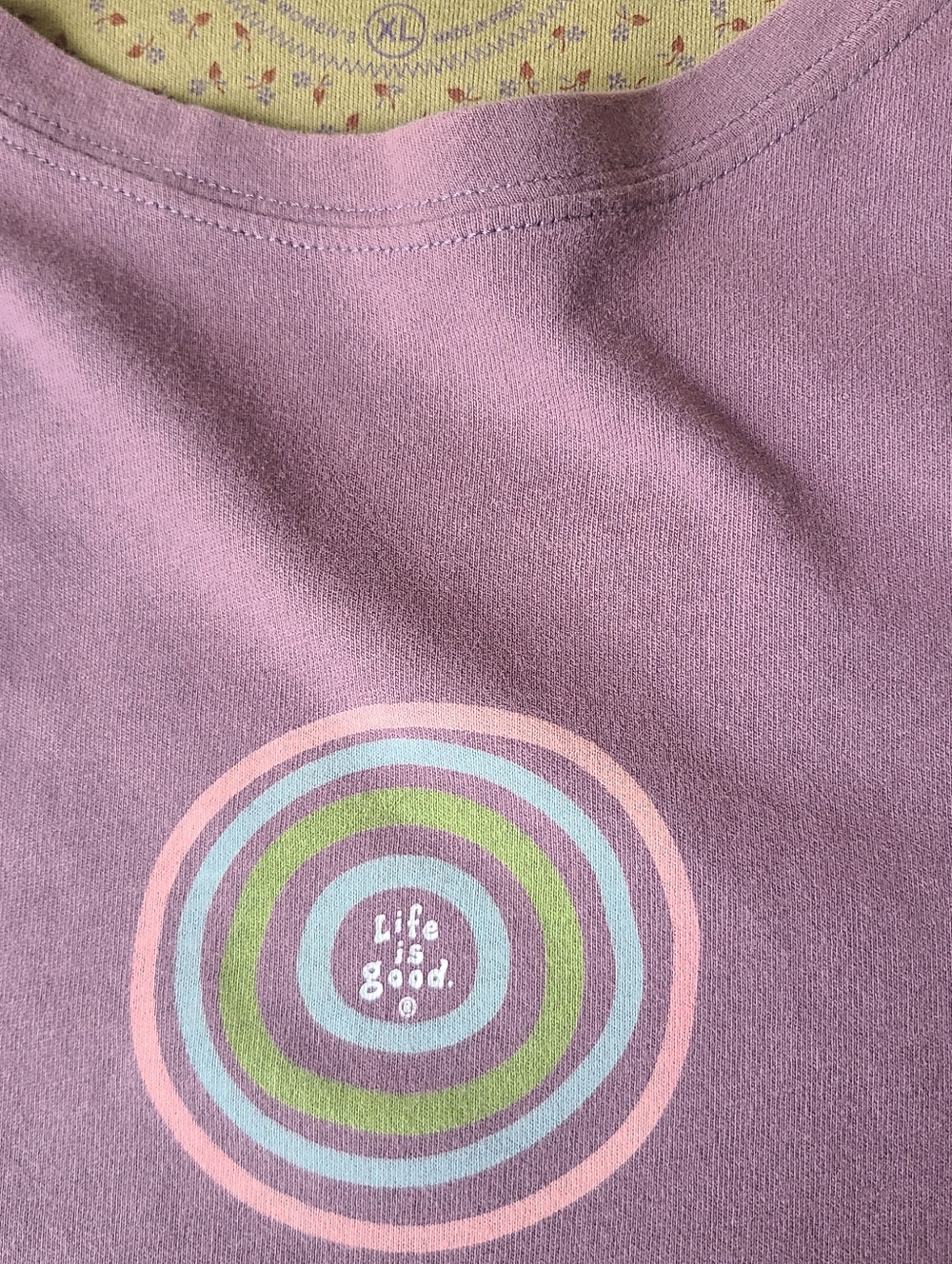 Life is Good Lavender Long Sleeve Tee with Concentric Circle Logo Women's XL - Picture 4 of 9